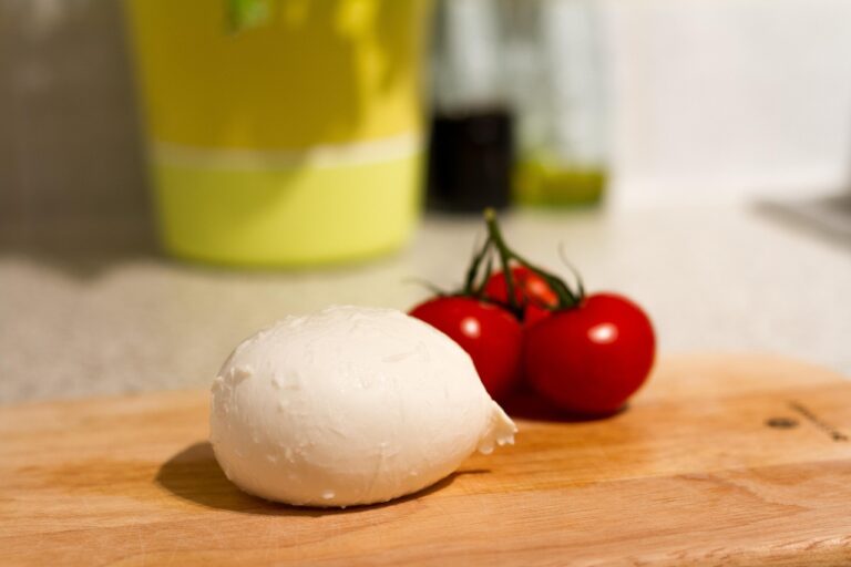 Mozzarella fresca conservata in un contenitore con acqua per mantenerne la morbidezza.